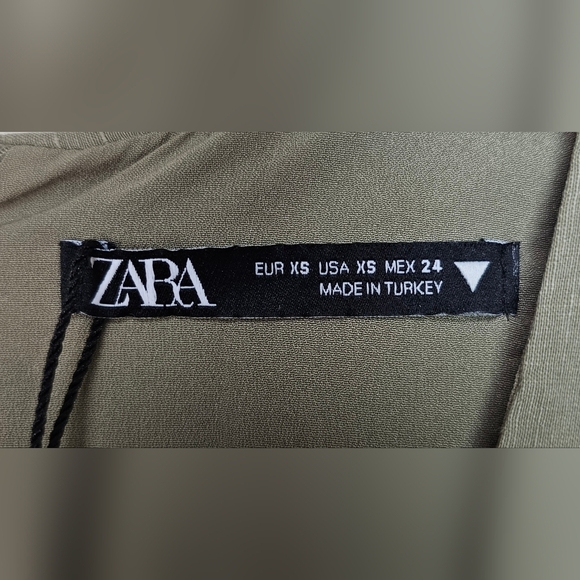 ZARA SEXY LINEN BLEND SHORT DRESS LONG SLEEVE OLIVE GREEN CUT OUT MINI XS - Picture 14 of 16